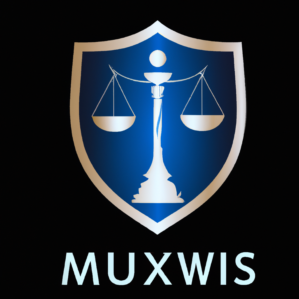 Logo: écu et balance, couleurs sarcelle et bleu